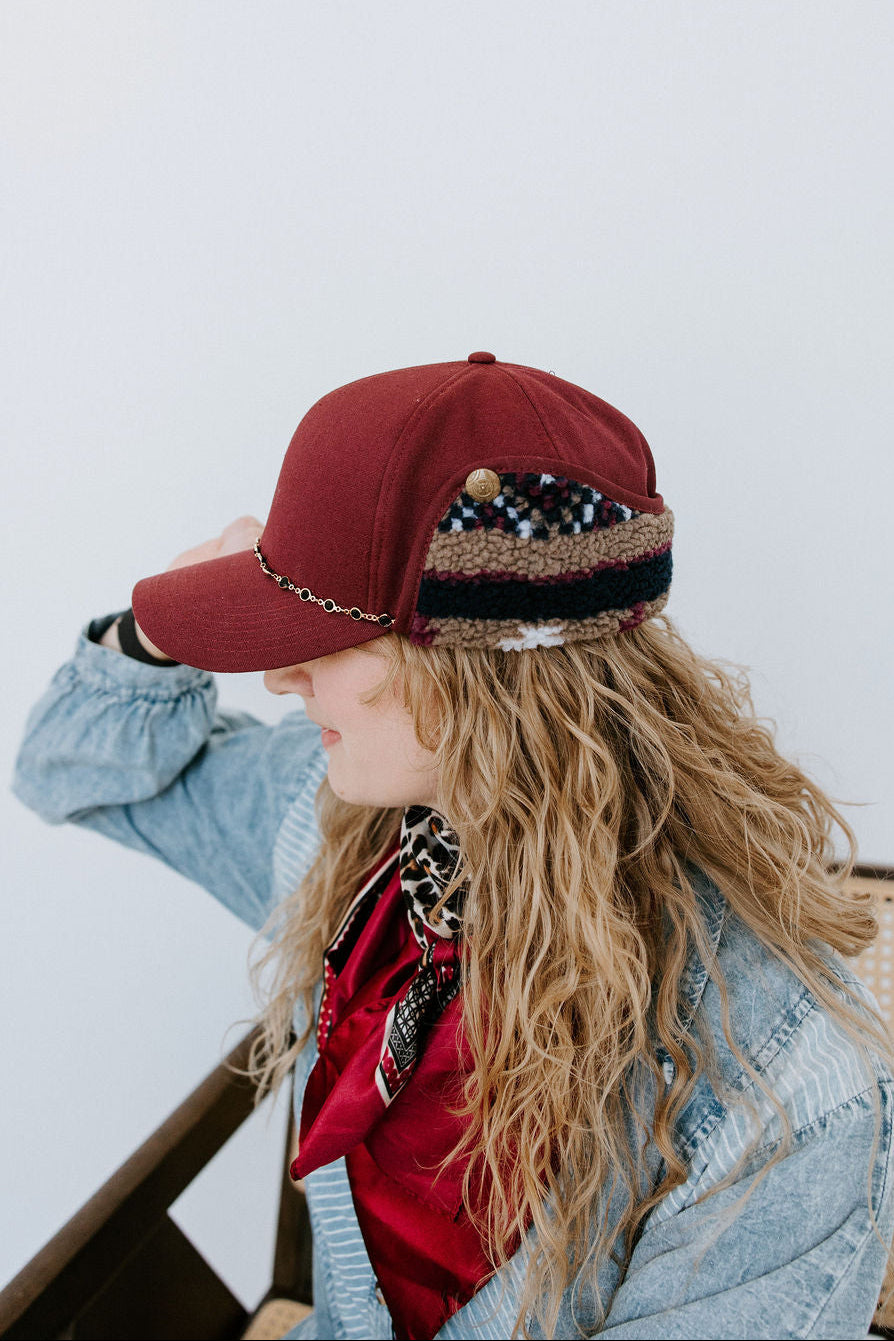 Dusty Rose Earflap Trapper Hat
