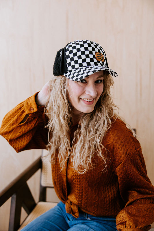 Checked Spur Earflap Trapper Hat