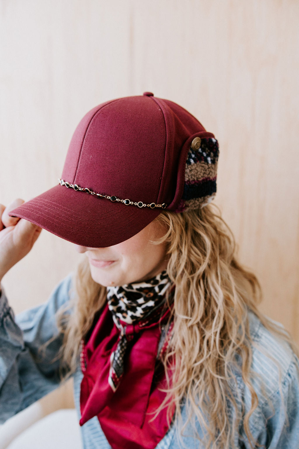 Dusty Rose Pony-Tail Trapper Hat