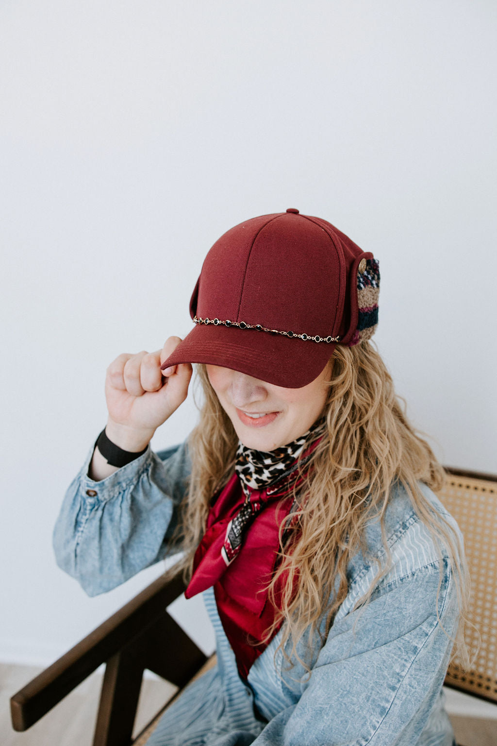 Dusty Rose Pony-Tail Trapper Hat